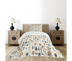 Woodland Trees Animals Bedspread Set