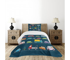 Trucks Van Bikes Bedspread Set