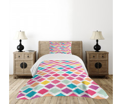 Rhombus Shapes Mosaic Bedspread Set