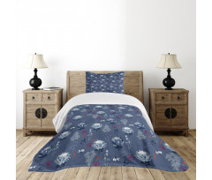 Blue Tone Protea Bedspread Set