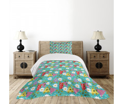 Blossoming Daisies Leaves Bedspread Set