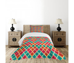 Vibrant Grunge Rhombus Bedspread Set