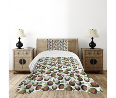 Coconuts Leaves Sketch Bedspread Set
