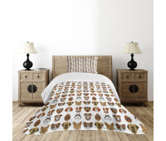 Comical Dog Caricature Design Bedspread Set