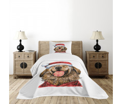 Funny Terrier Smiling Xmas Bedspread Set