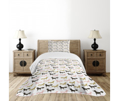 Foxes Pattern with Dots Bedspread Set