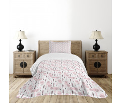 Pink Abstract Doodle Style Bedspread Set