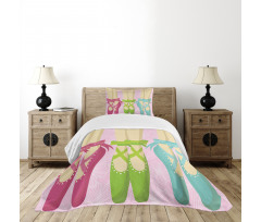 Colored Pointe Shoes on Pink Bedspread Set