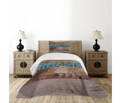 Graffiti Words Brick Wall Bedspread Set