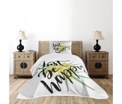 Yellow Blossoms Leaves Bedspread Set