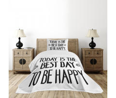 Hand-drawn Flowers Text Bedspread Set