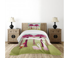 Forest with Pink Trees Bedspread Set