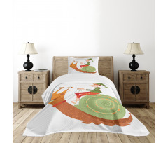 Little Elf Riding a Snail Bedspread Set