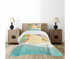 Sandy Beach Umbrellas Bedspread Set