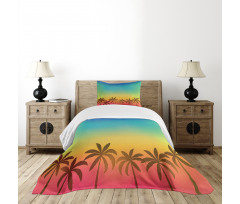 Palm Tree Tops on Island Bedspread Set