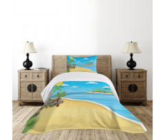 Palms Rocks Sand Sun Bedspread Set