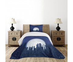 Moon Stars and City Bedspread Set