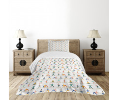 Cartoon Style People Character Bedspread Set