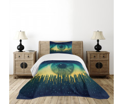 Surveillance Theme Motif Bedspread Set