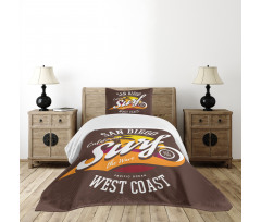 Surf Beach Grunge Design Bedspread Set