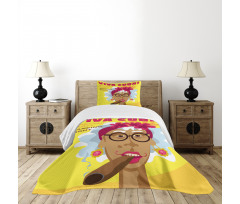 Cuban Woman Caricature Art Bedspread Set