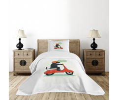 Scooter Ridding Puppies Bedspread Set