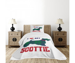 I Heart My Scottie Text Bedspread Set