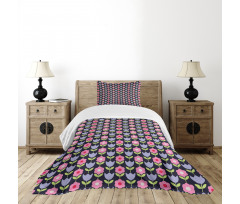 Daisy and Tulip Blossoms Bedspread Set