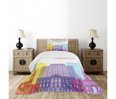 Colorful Urban City Sky Bedspread Set