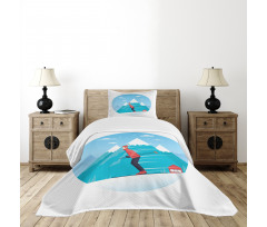 Man Skiing on a Snowy Hill Bedspread Set