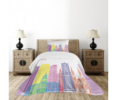 Urban Buildings Apartments Bedspread Set