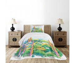 Floral Nature Meadow Trees Bedspread Set