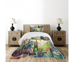 Tuscany Village Scenery Bedspread Set