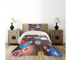 Psychedelic Floral Pattern Bedspread Set