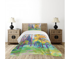 Spring Forest Painting Bedspread Set