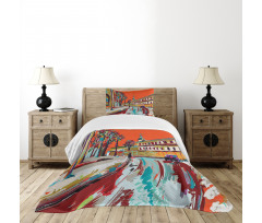 Historical Town Painting Bedspread Set