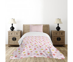Roses Dots Valentines Day Bedspread Set