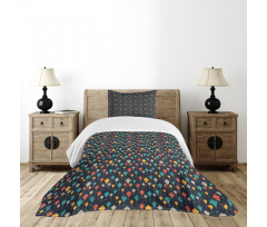 Colorful Flying Kites Grunge Bedspread Set