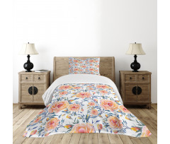 Blossoms with Aquarelle Effect Bedspread Set