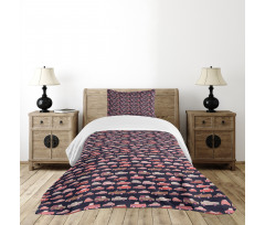 Automobiles in Pinkish Tones Bedspread Set