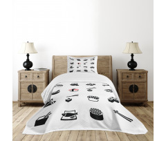 Minimalist Japanese Dishes Bedspread Set