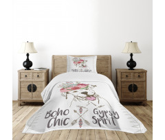 Dog in a Feather Headpiece Bedspread Set