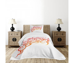 Orange Tones Abstract Curls Bedspread Set