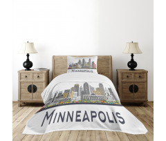 Doodle Minneapolis View Bedspread Set