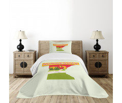 Colorful Doodle State Map Bedspread Set