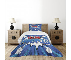 Pop Art Comic Style Love Bedspread Set