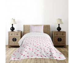 Origami Cranes with Hearts Bedspread Set