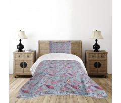 Perching Birds and Flowers Bedspread Set