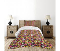 Colorful Silhouette Leaves Bedspread Set