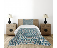 Simple 4 Petal Flowers Bedspread Set